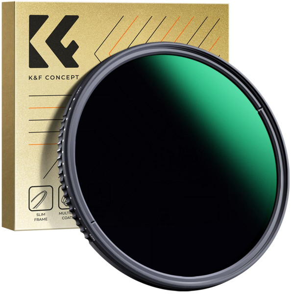 K&F Concept Filtru ND Variabil 37mm, ND3-ND1000, 1.5-10 Stops, Sticla Optica Japoneza, 24 Straturi de Acoperire, Rama 7.4mm