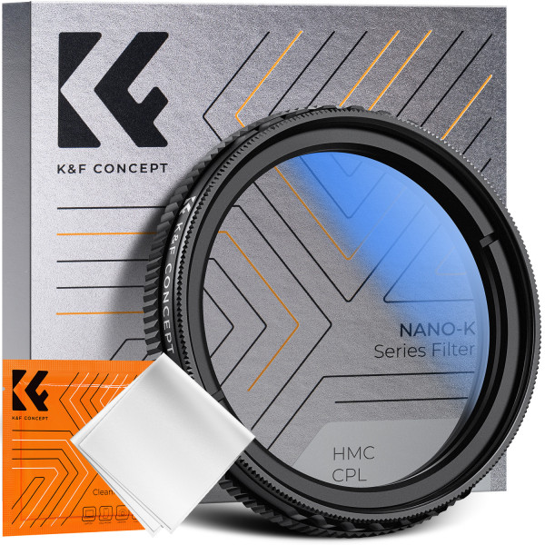 K&F Concept Filtru CPL Polarizare Circulara 40mm, Ultra-Slim, Sticla Optica Japoneza, 18 Straturi Coating, Rama Aluminiu