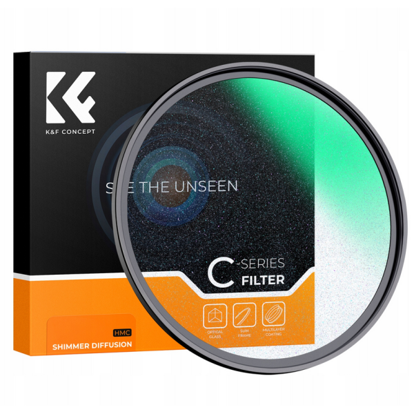 K&F Concept Filtru Difuzie Shimmer Microlight Mirror Seria C 55mm, Sticla Optica HD, Acoperire NANO-C, Rama Aluminiu 3.3mm