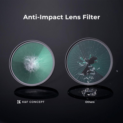 Avatar Shop|K&F Concept Filtru UV 62mm, Sticla Securizata, 28 Straturi Nano-Coating, Rezistent la Apa si Praf, Rama Ultra-Subtire 3.3mm|K&F Concept