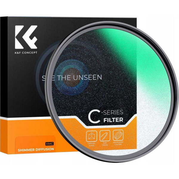 K&F Concept Filtru Difuziune Shimmer Microlight Mirror Seria C 62mm, Sticla Optica HD, Acoperire NANO-C, Rama Aluminiu 3.3mm