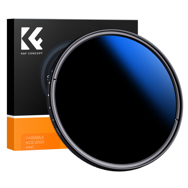 K&F Concept Filtru ND Variabil 77mm, Seria C, ND2-2000, Design Ultra-subtire, Strat Albastru Anti-reflex