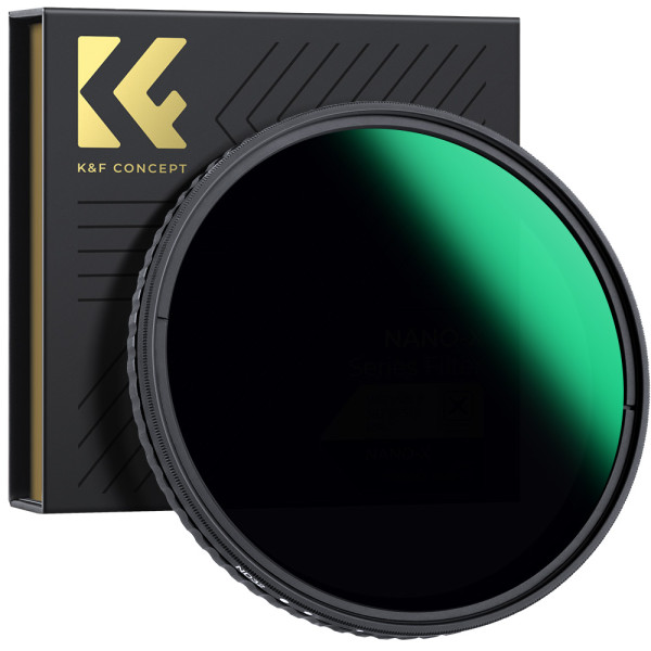 K&F Concept Filtru ND Variabil Nano-X 77mm, ND32-ND521, Fara Efect X, Sticla Optica, 28 Straturi Anti-Reflex, Cadru Aluminiu