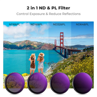 Avatar Shop|K&F Concept DJI Osmo Action 4 Set Filtre ND&PL, 4 Filtre ND8/PL ND16/PL ND32/PL ND64/PL, Sticla Optica AGC, Montura Push-in|K&F Concept