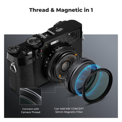 Avatar Shop|K&F Concept Filtru Black Mist 1/4 pentru Fujifilm X100, Negru, Acoperire HD, Rezistent la Apa si Zgarieturi, Cadru Magnetic|K&F Concept