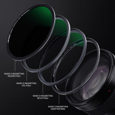 Avatar Shop|K&F Concept Kit Filtre Magnetice UV CPL ND1000, Diametru 62mm, Cu Husa, Rezistente la Apa, Anti Zgarieturi, Strat Verde|K&F Concept