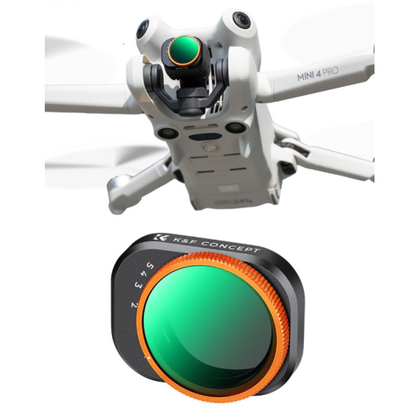 K&F Concept Filtru ND Variabil ND2-32, Compatibil DJI Mini 4 Pro, 1-5 Stops, Sticla Optica AGC, Montare Snap-On