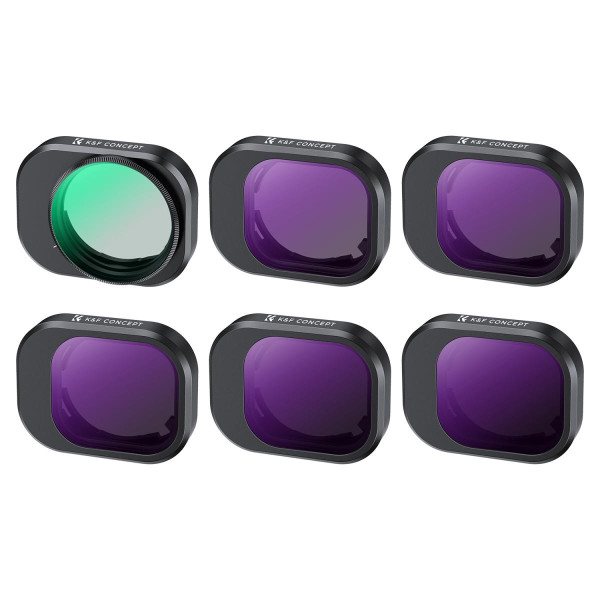 K&F Concept Kit Filtre CPL si ND pentru DJI Mini 4 Pro, Set 6 Bucati, Sticla Optica AGC, 28 Straturi Multi-Coating