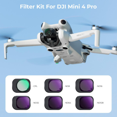 Avatar Shop|K&F Concept Kit Filtre CPL si ND pentru DJI Mini 4 Pro, Set 6 Bucati, Sticla Optica AGC, 28 Straturi Multi-Coating|K&F Concept