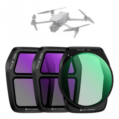 Avatar Shop|K&F Concept Kit Filtre pentru DJI Air 3S, 3 Bucati, CPL, ND8, ND16, Sticla Optica HD, Rezistent la Apa|K&F Concept