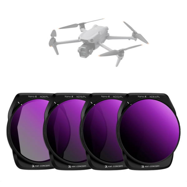 K&F DJI Air 3S Set 4 Filtre ND-PL, ND8&PL, ND16&PL, ND32&PL, ND64&PL, Sticla Optica HD, Anti-Reflex