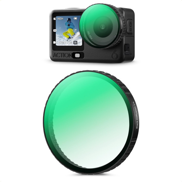 K&F DJI Osmo Action 6 Filtru Actiune Camera, Black Soft 1/4, Sticla Optica HD, Montare Snap-on, Acoperire Nano 28 Straturi