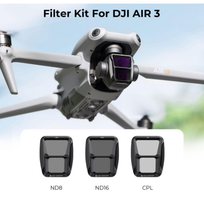 Avatar Shop|K&F DJI Air 3 Set Filtre CPL+ND8+ND16, Sticla Optica HD AGC, 28 Straturi Multi-Coating, Rama Usoara, Gimbal Safe|K&F Concept