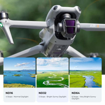 Avatar Shop|K&F Concept Set Filtre ND8, ND16, ND32, ND64 pentru DJI Air 3, Sticla Optica HD, Cadru Aluminiu, 4 Bucati|K&F Concept