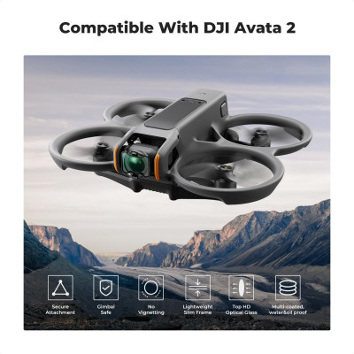 Avatar Shop|K&F Concept Kit Filtre DJI Avata 2, 6 Bucati UV PL ND8 ND16 ND32 ND64, Rama Aluminiu, Sticla Optica HD, Ultra-Subtire|K&F Concept