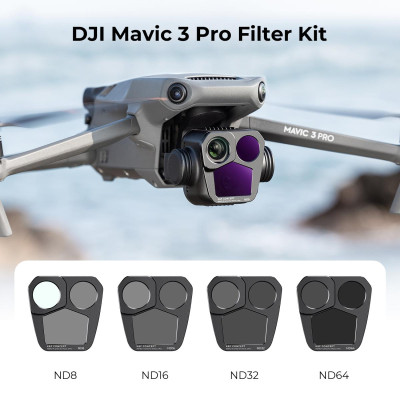 Avatar Shop|K&F Concept Kit Filtre ND pentru DJI Mavic 3 Pro, Set 4 Bucati, ND8, ND16, ND32, ND64, Sticla Optica AGC, Acoperire Multistrat|K&F Concept