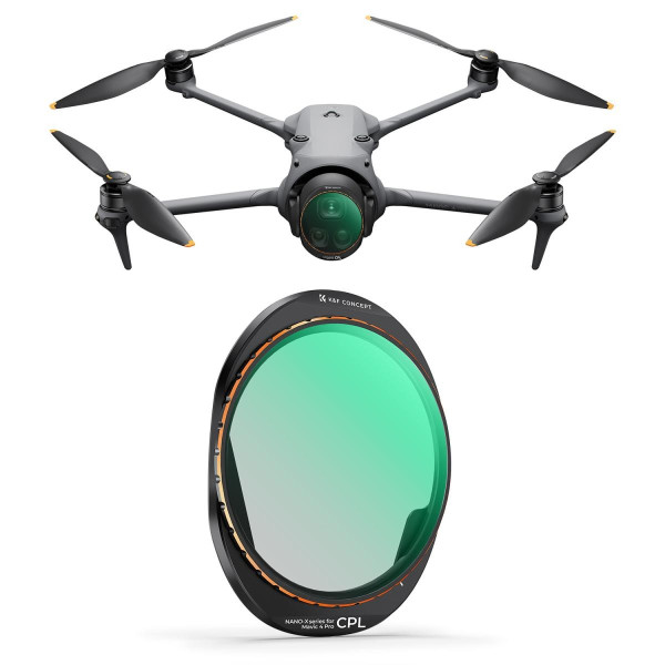 K&F KF01.2071 Filtru CPL pentru DJI Mavic 4 Pro, Sticla AGC, 28 Straturi Nano-Coating, Rezistent la Apa, Cadru Aluminiu, 7g