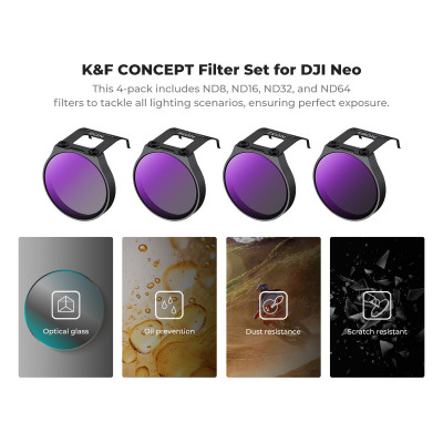 Avatar Shop|K&F DJI NEO Kit Filtre pentru Drona, ND8, ND16, ND32, ND64, UV, CPL, Sticla Optica HD|K&F Concept