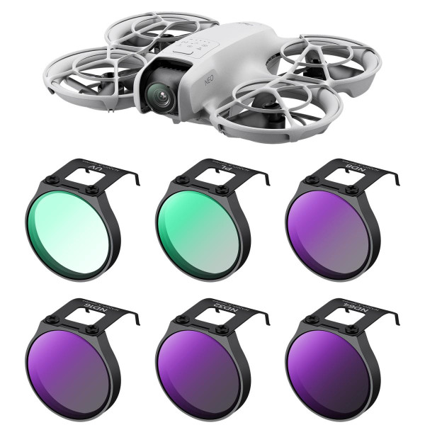K&F Set Filtre DJI NEO 6 Piese, UV, CPL, ND8, ND16, ND32, ND64, Sticla Optica HD