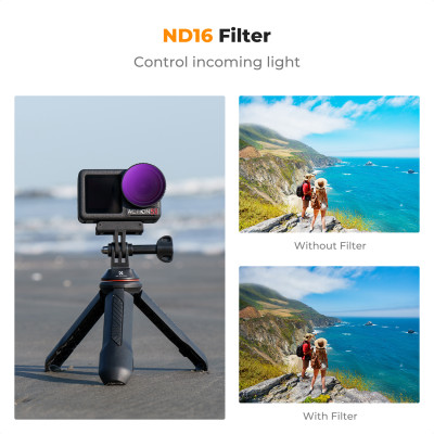 Avatar Shop|K&F DJI Osmo Action 4/Osmo Action 5 PRO ND16 Filtru, Reducere Lumina 4 Stops, Sticla Optica HD, Rezistent la Apa si Zgarieturi|K&F Concept