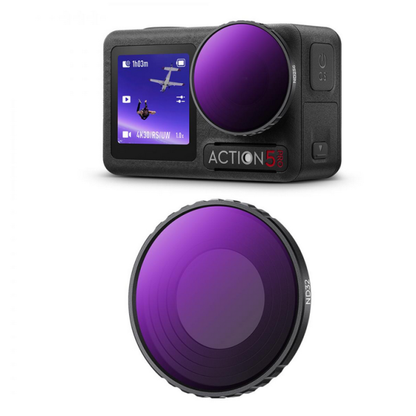 K&F Filtru ND32 DJI Osmo Action 4/5 Pro, Reducere Lumina 5 Stop-uri, Sticla Optica AGC, 28 Straturi de Acoperire, Montare Filet