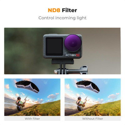 Avatar Shop|K&F Filtru ND8, DJI Osmo Action 4/5 Pro, Reducere Lumina 3 Stop, Sticla Optica AGC, 28 Straturi Multi-Coating|K&F Concept
