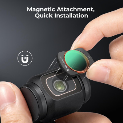 Avatar Shop|K&F Concept DJI Osmo Pocket 3 Set Filtre Magnetice, 3 Bucati CPL+ND4+ND8, Montare Magnetica, Sticla Optica cu Tratament|K&F Concept