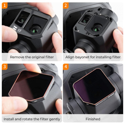 Avatar Shop|K&F Concept Set Filtre ND pentru DJI Mavic 3, 4 Bucati ND4 ND8 ND16 ND32, Rama din Aluminiu, 28 Straturi de Acoperire,|K&F Concept