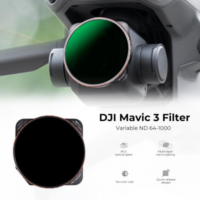 Avatar Shop|K&F Concept Filtru ND Variabil pentru DJI Mavic 3, ND64-ND1000, 1-5 Trepte, Sticla AGC Japoneza, Cadru Aluminiu 5.74g|K&F Concept