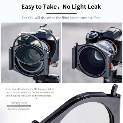 Avatar Shop|K&F Concept Sistem Suport Filtre Patrate, CPL Incorporat 95mm, Inele Adaptor 67/72/77/82mm, Filtru ND1000 10-Stop, Grosime 12mm|K&F Concept