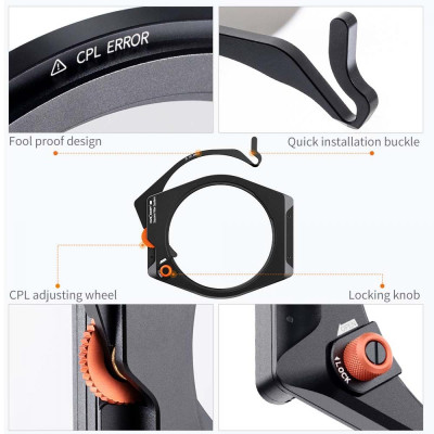 Avatar Shop|K&F Concept Sistem Suport Filtre Patrate, CPL Incorporat 95mm, Inele Adaptor 67/72/77/82mm, Filtru ND1000 10-Stop, Grosime 12mm|K&F Concept