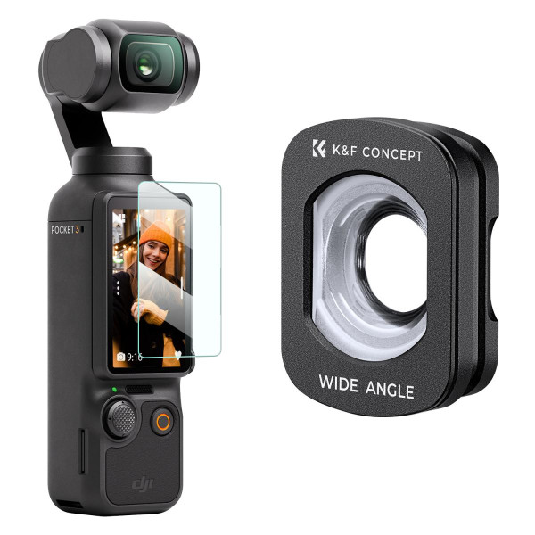 K&F Concept Filtru Magnetic Unghi Larg pentru DJI Osmo Pocket 3, FOV 112°, Sticla Optica AGC, Instalare Magnetica