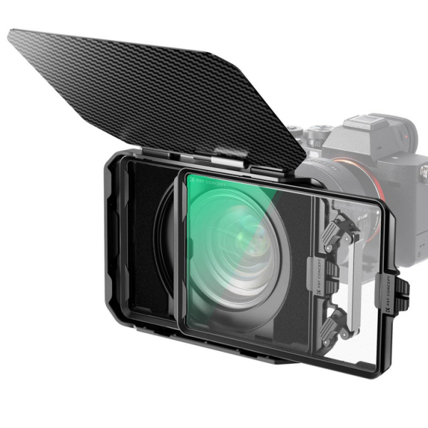 K&F Matte Box Kit, Fibra de Carbon, 5 Inele Adaptoare 67-95mm, Filtru Black Mist 1/4, 2 Cadre Filtru 4x5.65 Inch
