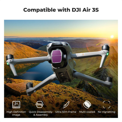 Avatar Shop|K&F Concept Set Filtre ND pentru DJI Air 3S, ND8, ND16, ND32, ND64, Sticla Optica AGC, Acoperire Nanometrica|K&F Concept