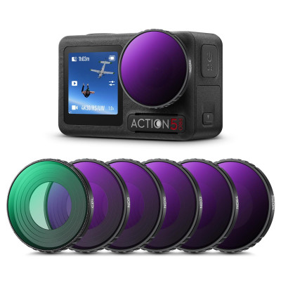 Avatar Shop|K&F Set Filtre Osmo Action 4/5 Pro, CPL, ND8, ND16, ND32, ND64, ND256, Sticla Optica AGC, 28 Straturi de Acoperire|K&F Concept