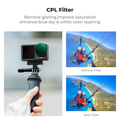 Avatar Shop|K&F Set Filtre Osmo Action 4/5 Pro, CPL, ND8, ND16, ND32, ND64, ND256, Sticla Optica AGC, 28 Straturi de Acoperire|K&F Concept