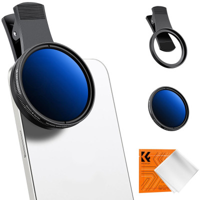 Avatar-Shop|K&F Concept Filtru ND Variabil pentru Telefon, ND2-ND400, Diametru 52mm, 18 Straturi MRC, 1-9 Stops, Include Clema Telefon|K&F Concept