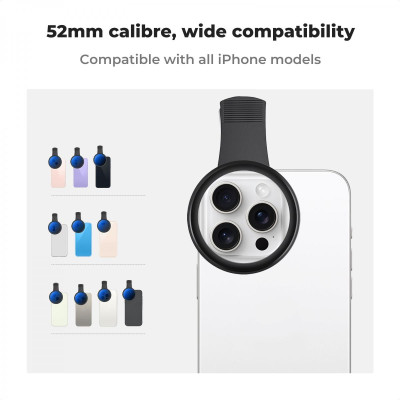 Avatar-Shop|K&F Concept Filtru ND Variabil pentru Telefon, ND2-ND400, Diametru 52mm, 18 Straturi MRC, 1-9 Stops, Include Clema Telefon|K&F Concept