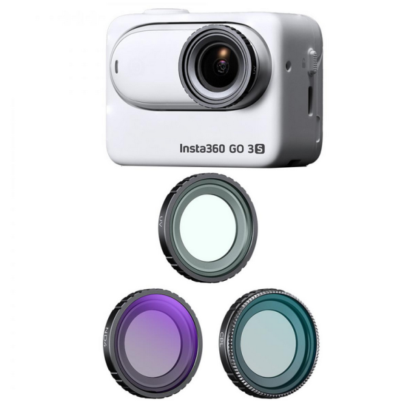 K&F Kit Filtre UV+CPL+ND4, Compatibil Insta360 GO 3S, 28 Straturi Multi-Coating, Sticla Optica AGC