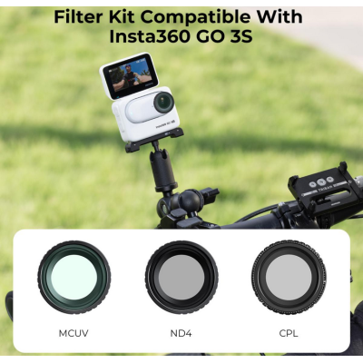 Avatar Shop|K&F Kit Filtre UV+CPL+ND4, Compatibil Insta360 GO 3S, 28 Straturi Multi-Coating, Sticla Optica AGC|K&F Concept