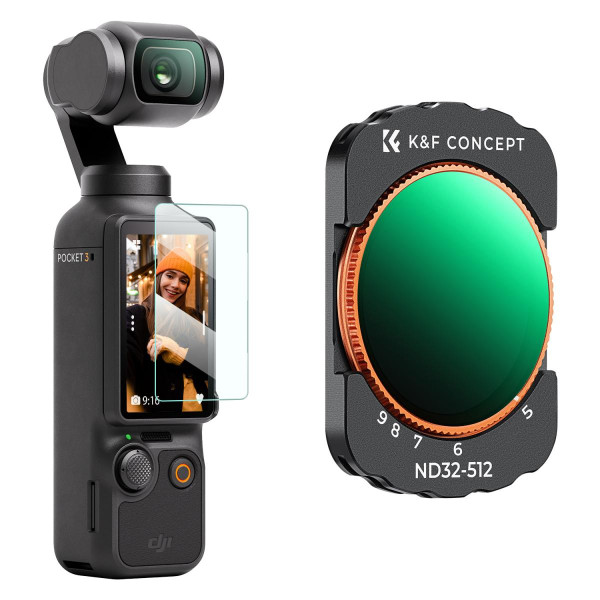 K&F Filtru ND Variabil pentru DJI Osmo Pocket 3, ND32-512, Magnetic, 28 Straturi Nano-coating, Sticla Optica