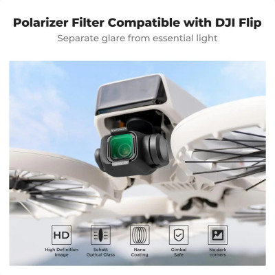 Avatar Shop|K&F Concept DJI Flip Filtru PL Polarizare, Montare Snap-On, Sticla Optica HD, 28 Straturi Nano-Coating, Compatibil Gimbal|K&F Concept