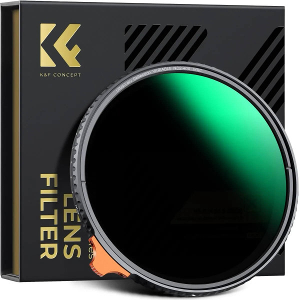 K&F 55mm Filtru ND Variabil, ND2-400, Reflexie 0.15%, Rama Ultra-Subtire 7.4mm, Sticla Optica HD, 28 Straturi Nano-Coating