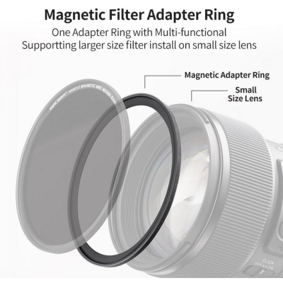 Avatar Shop|K&F Inel Adaptor Filtru Magnetic 55-82mm, Negru Mat, Grosime Cadru 2.16mm, Aliaj Aluminiu Aviatic|K&F Concept