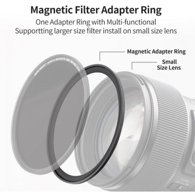 Avatar Shop|K&F Inel Adaptor Filtru Magnetic 58-82mm, Negru Mat, Grosime Rama 2.16mm, Aluminiu Aviatic, Compatibil Doar Filtre Magnetice|K&F Concept