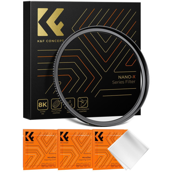 K&F 62-82mm Inel Adaptor Filtru Step-Up, Alama, Rezistent la Coroziune, 3x Laveta Curatare Inclusa