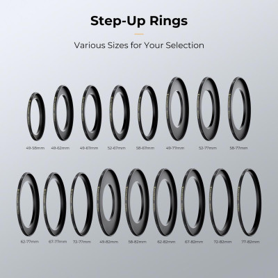 Avatar Shop|K&F 62-82mm Inel Adaptor Filtru Step-Up, Alama, Rezistent la Coroziune, 3x Laveta Curatare Inclusa|K&F Concept