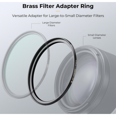 Avatar Shop|K&F 67-77mm Inel Adaptor Step Up din Alama, Negru Mat, Grosime Rama 2.9mm, Cu 3 Lavete de Curatare|K&F Concept