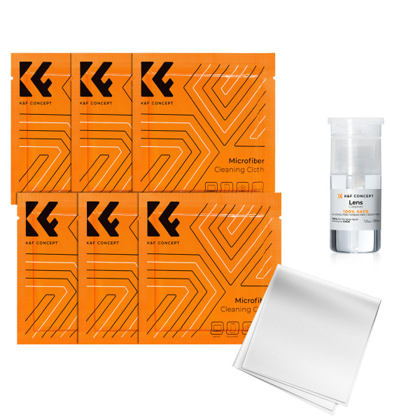 K&F 7 in 1 Kit de Curatare, Laveta Microfibra 10x10cm x6, Solutie Curatare 30ml