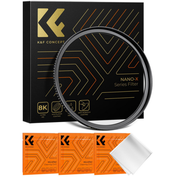 K&F Inel Adaptor Filtru Step Up 72-82mm, Alama, Finisaj Negru Mat, Grosime 2.9mm, Include 3 Lavete Curatare